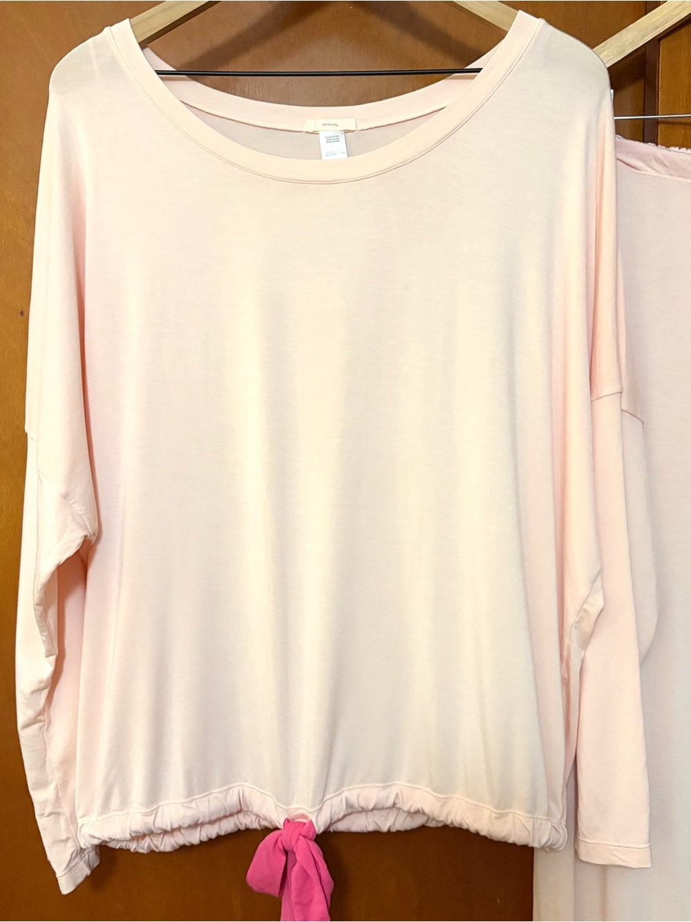 Eberjey Gisele Slouchy Pajama Set Peach Bellini / Bright Pink - Picture 4 of 11